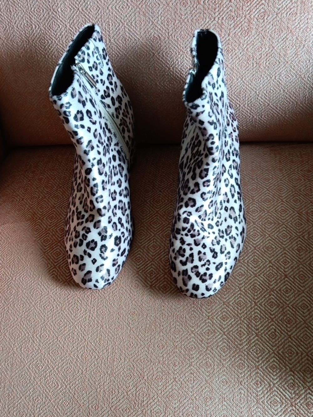 Leopard Print Ankle Boots - White/Black